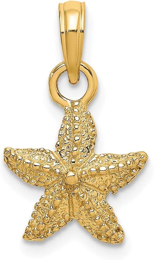 14K Yellow Gold 2D Starfish Charm (12.4 mm x 11.9 mm) Jewelry
