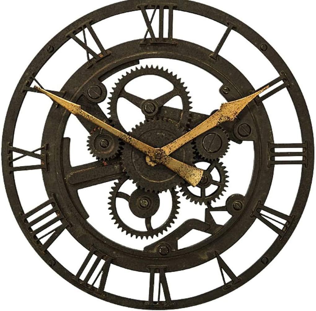 HYLR Gear wall clock 14 inch European circular living room wall clock Living room creative fashion retro nostalgic wall clock