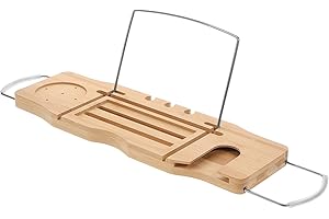 MALUGOGO Bathtub Tray Expandable Storage Rack with Phone Holder Multifunctional Tub Shelf for Luxury Bath