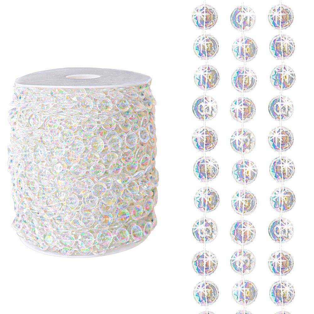 30M/Roll Clear Acrylic Beads,Reflect Rainbow Light Clear Beads Strings,Luxury Decoration for Home,Hotel,Wedding,Party,Door,Window