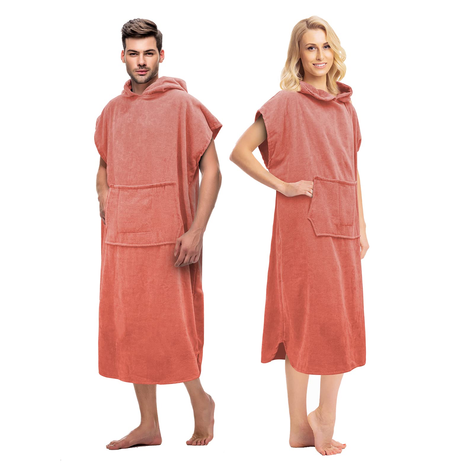 FAB-ON UK Poncho Towels Changing Robe for swimming Outdoor, Beach Light Weight 100% Cotton Changing Towel with Pockets, Hooded Surf Poncho for Men Women after Swimming