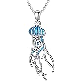 SELKAT Dolphin/Starfish/Jellyfish Necklace S925 Sterling Silver Ocean Themed Pendant Necklace Jewelry Gift for Women Mother Ocean Lover