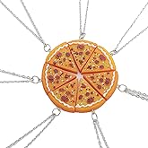 Haoyull 7 Pieces Chic Pizza Pendant Necklace/Keychain Realistic Pizza Resin Necklace/Keychain Set Unique Food inspired, as the picture shows, Resin alloy