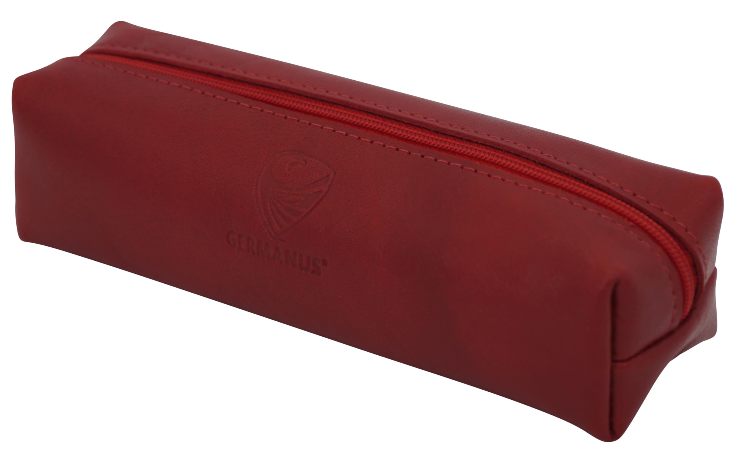 GERMANUS Leather Pencil Case - Made in EU (Red), red, School bag set