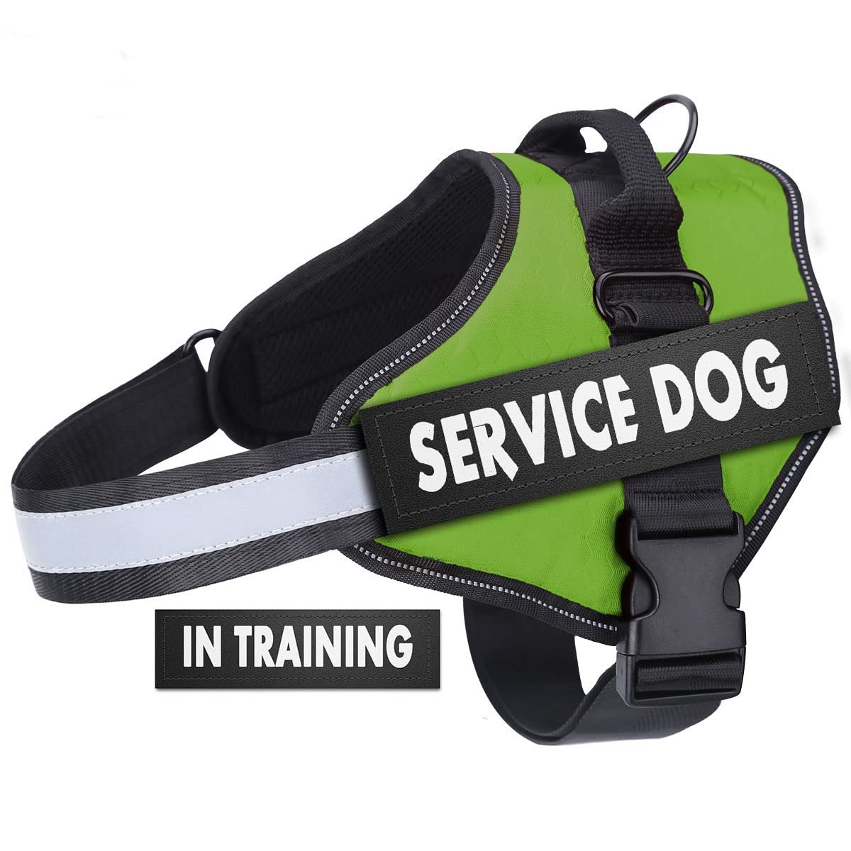 Belababy Soft No Pull Dog Harness Small, Adjustable Assistance Service Dog Vest with Safety Buckle, Reflective Breathable Outdoor Training Dog Harness（Green）