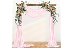 Loopiske Blush Pink Wedding Arch Draping Fabric 1 Panel 29" x 6.5 Yards Sheer Backdrop Curtains Chiffon Drapery for Wedding Ceremony Birthday Party Ceiling Outdoor Decor