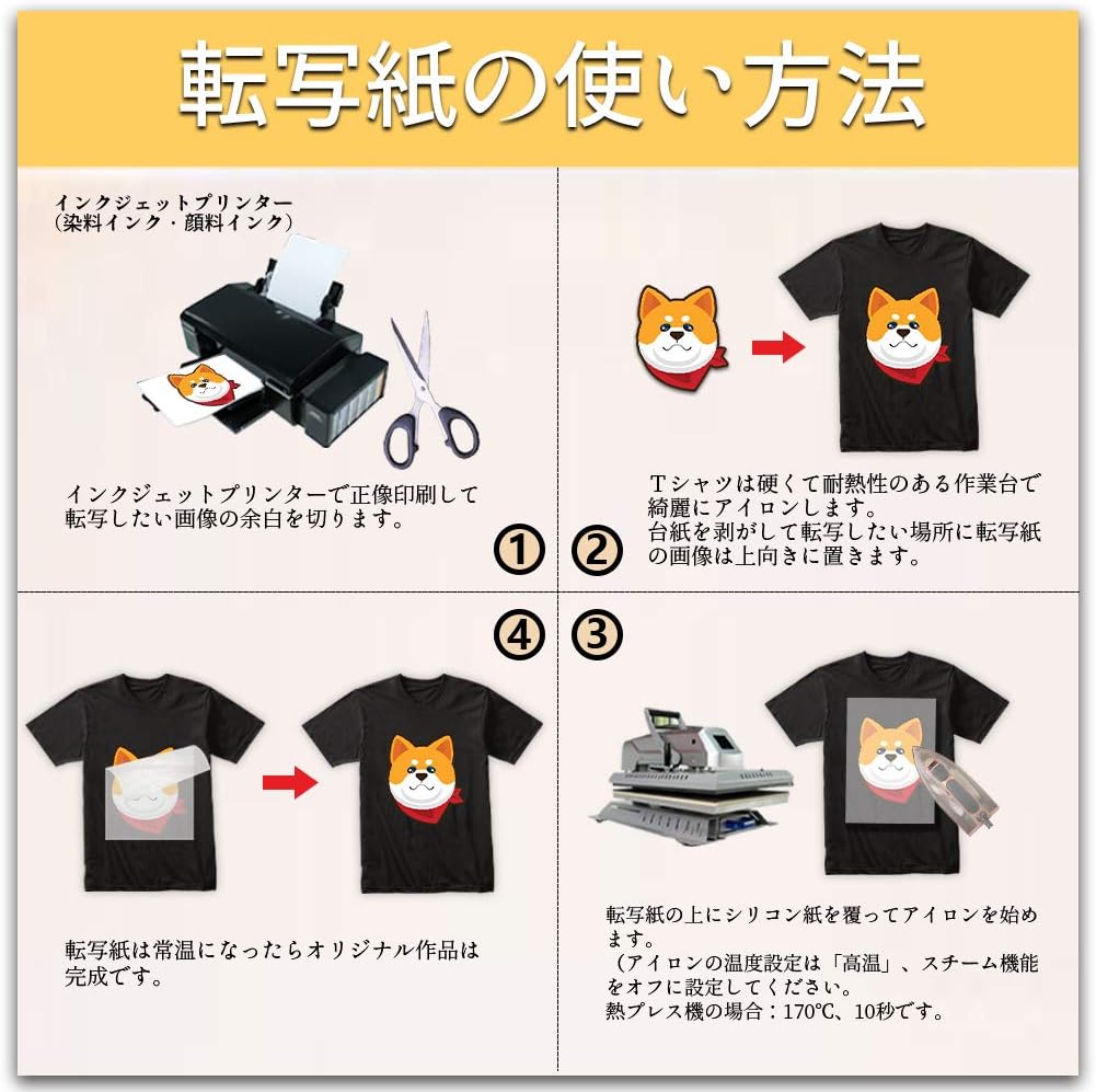 Amazon Transourdream 真正の転写シート アイロンプリントシート 黒 濃色生地用 7枚 インクジェットｔシャツ転写シート 熱転写シート 洗濯に強い Sku Jp 3 7 文房具 オフィス用品 文房具 オフィス用品