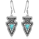 Cujiesp Western Turquoise Earrings for Women 925 Sterling Silver Native American Arrowhead Earrings Bohemian Turquoise Jewelry Gifts for Women