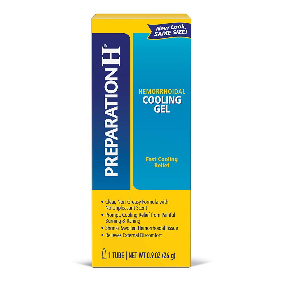 Preparation H (0.9 Ounce, 1 Tube per Box) Hemorrhoid Symptom Treatment Cooling Gel, Fast Discomfort Relief with Vitamin E and Aloe, Tube