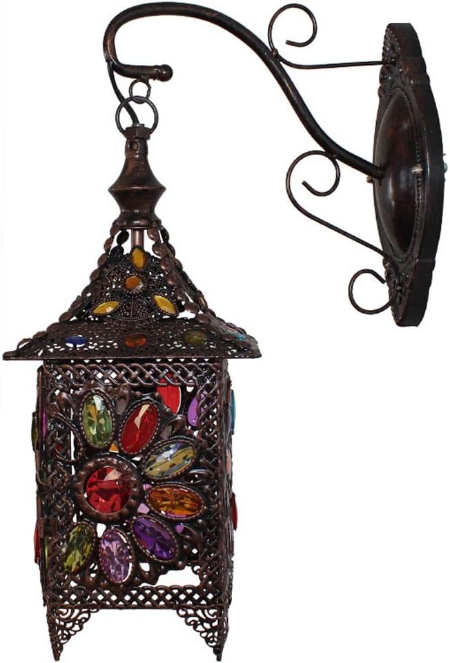 ZWX Beaded Wall Lamp European Style Mirror Front Light Bedroom Wall Lights Creative Lamps and Lanterns Bohemian Style -E14 (Color : A)