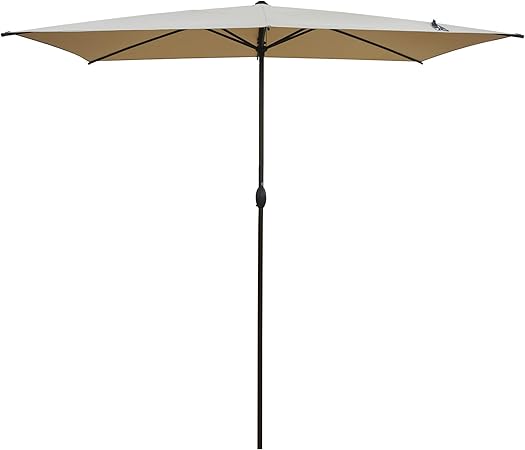 Amazon Com Abba Patio 6 5 X 10ft Rectangular Patio Umbrella Outdoor Market Table Umbrella With Push Button Tilt And Crank For Garden Lawn Deck Backyard Pool Beige Garden Outdoor