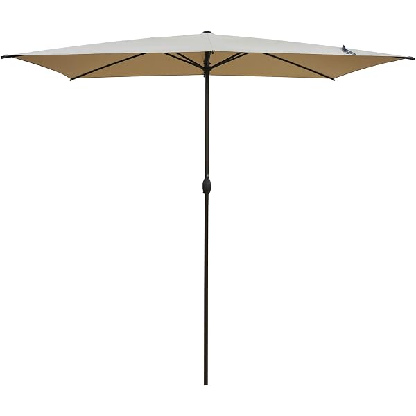 Amazon Com Best Choice Products 8x11ft Rectangular Patio Market Umbrella W Rust Resistant Frame Hand Crank Fade Resistant 210g Polyester Fabric And Wind Vent Tan Garden Outdoor