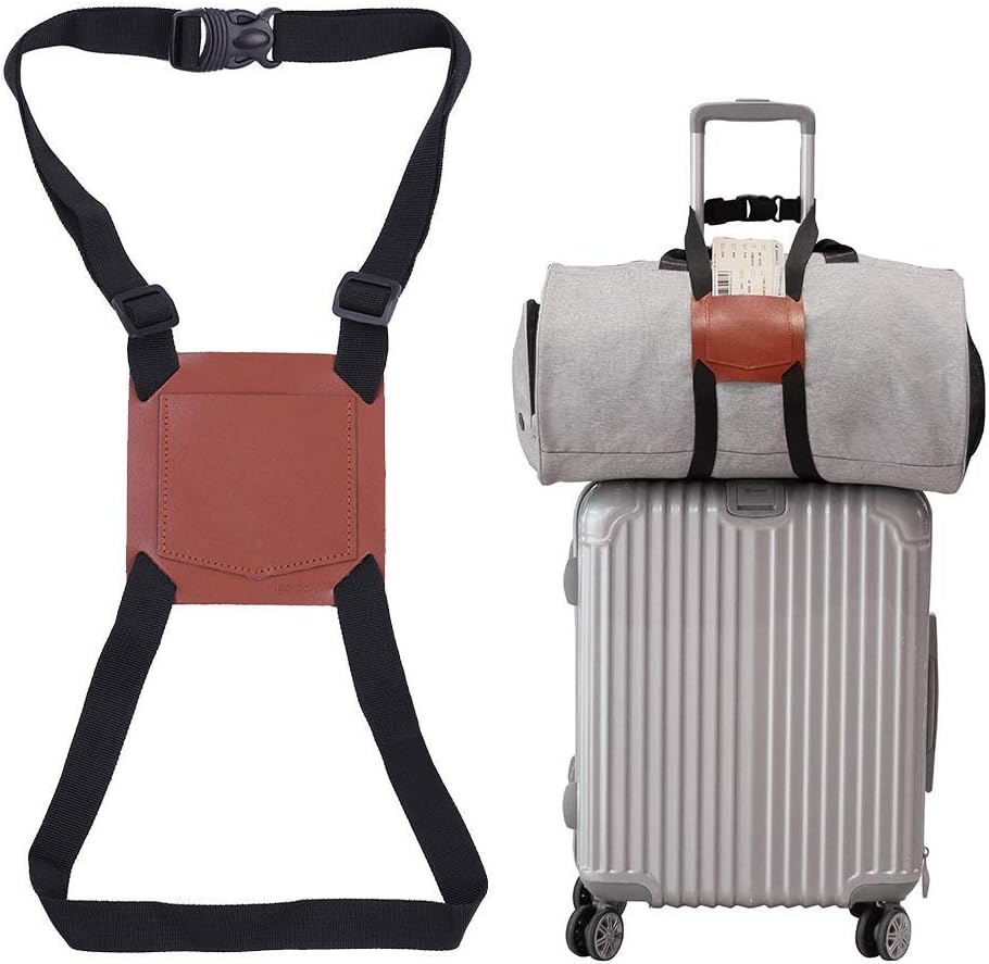 2-tlg. Leder Gepäckgurt - TSA Zugelassen Für Handgepäck