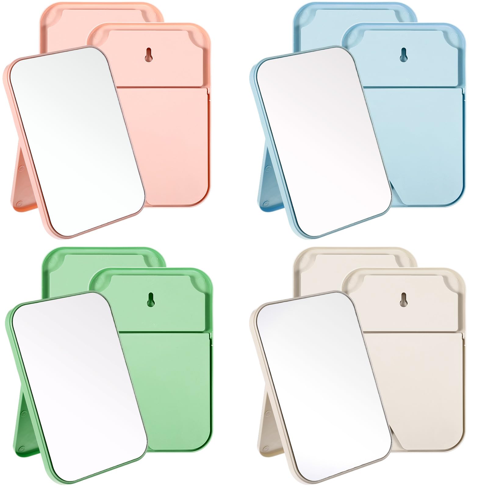 Photo 1 of 12 Pack Spa Mirrors for Party, Mirror Bulk, Small Table Mirror with Stand, 7.87 Inch Adjustable Vanity Desktop Folding Mirrors, 4 Colors for Makeup Travel