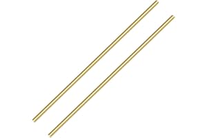 PGCOKO 1/4 Inch Brass Round Rod, 2Pcs Solid Round Brass Rod Lathe Bar Stock, 11.8 inch in Length
