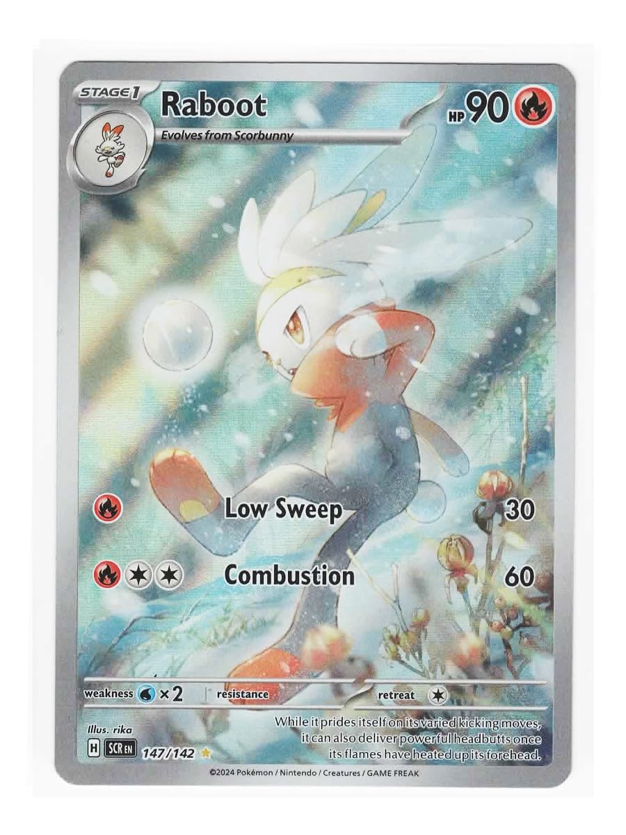 Pokemon Raboot 147/142 Stellar Crown Illustration Rare IR Foil Card