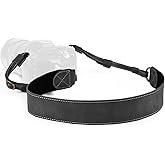 MegaGear SLR, DSLR Sierra Series Genuine Leather Camera Shoulder or Neck Strap, Black