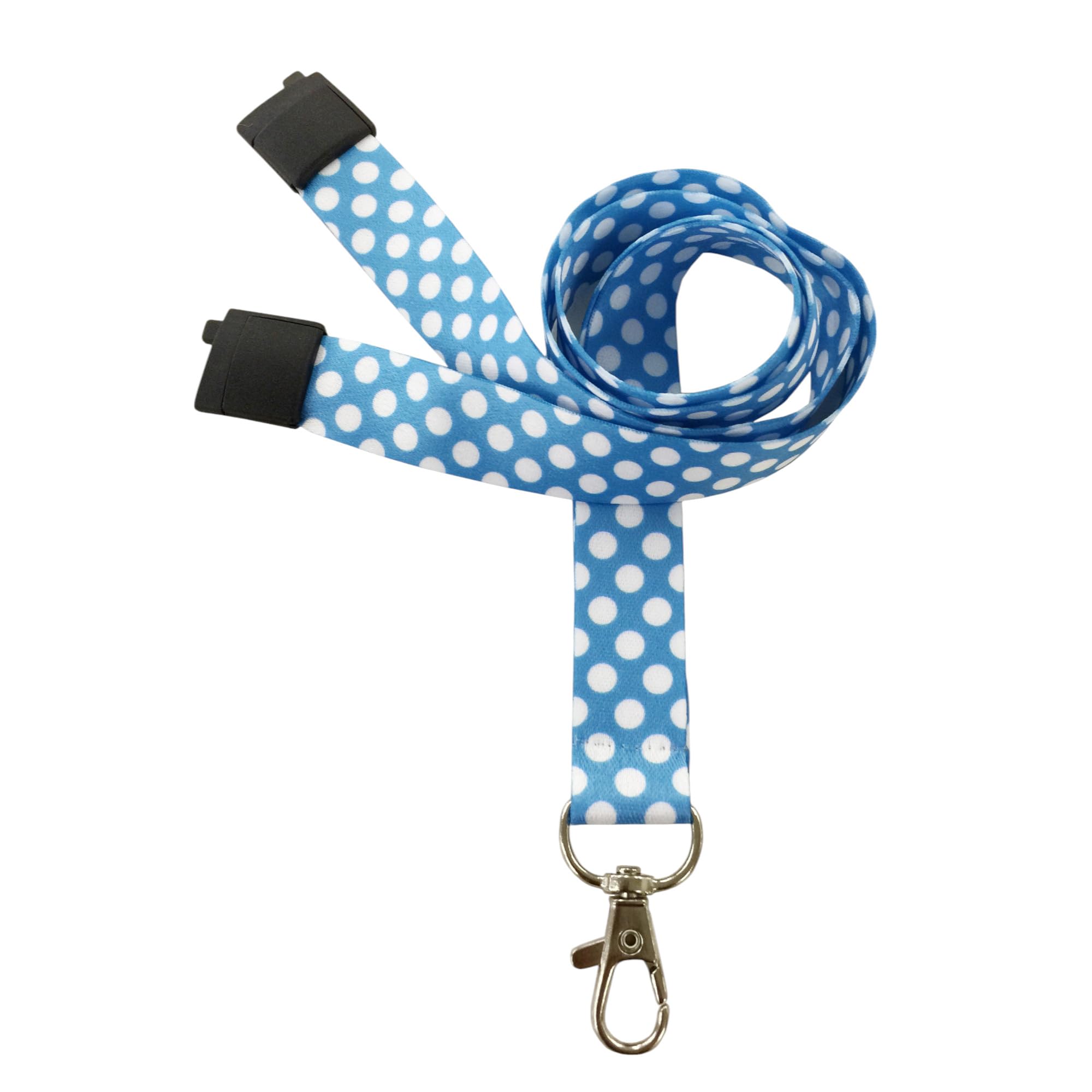 Customcard ltd® Printed Polka Dot Lanyard Blue Breakaway Lanyard Metal Dog Clip