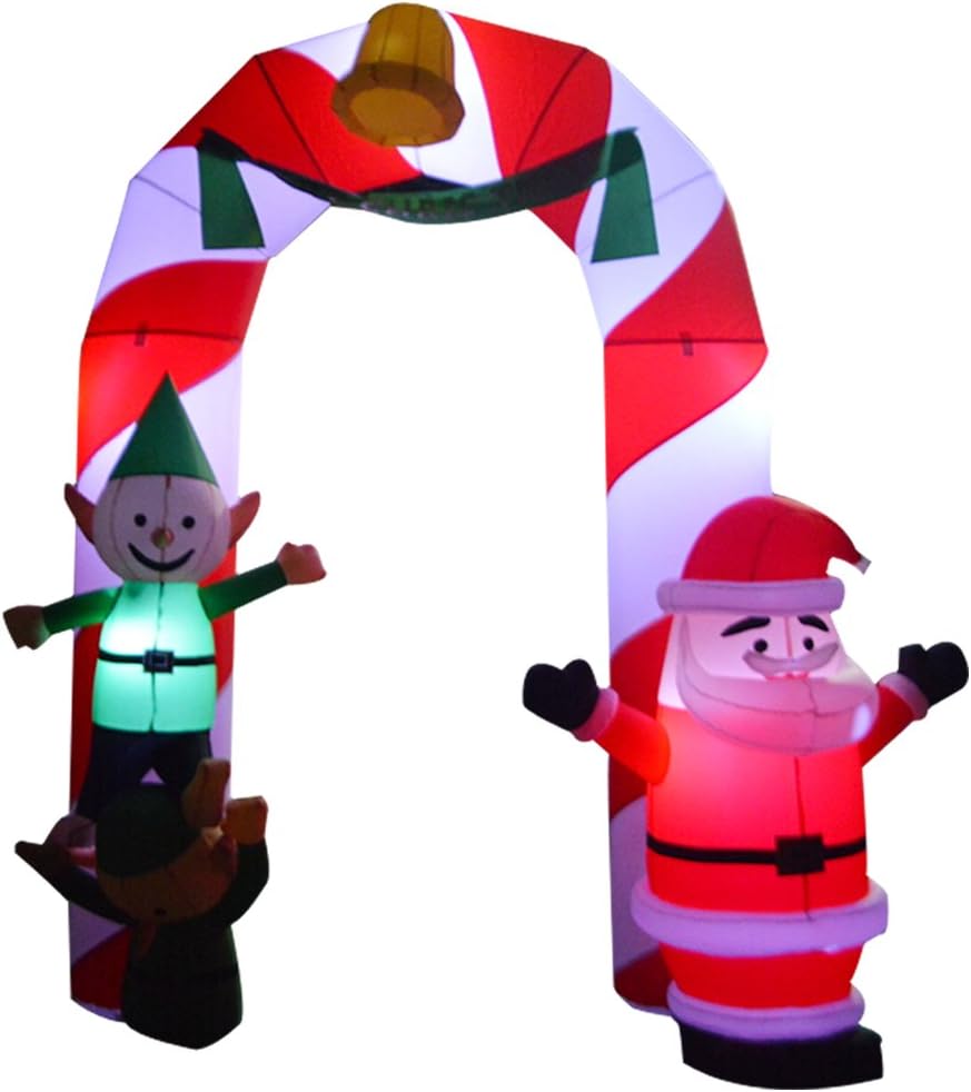6.56ft LED Inflatable Christmas Arch with Santa and Gingerbread Man Yard Decoration