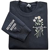 NAZENTI Personalized Flower Sweatshirt for Women, Embroidered Grandma Gift