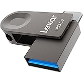 Lexar E32C 64GB Type-C USB Flash Drive, USB-A&USB-C 3.2 Gen 1 Dual Drive OTG 100MB/s Read, Thumb Drive Swivel Design Jump Drive for USB 3.0/2.0, Memory Stick for Android Smartphone, Laptop, PC