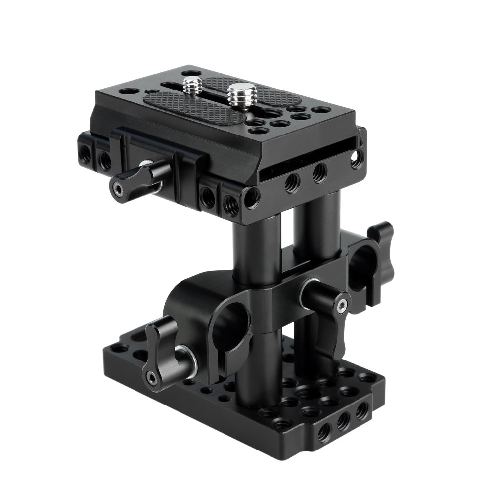 NICEYRIG Quick Release Base Kit with QR Plate 15mm Rod Riser Clamp Short Rods for DSLR Camera