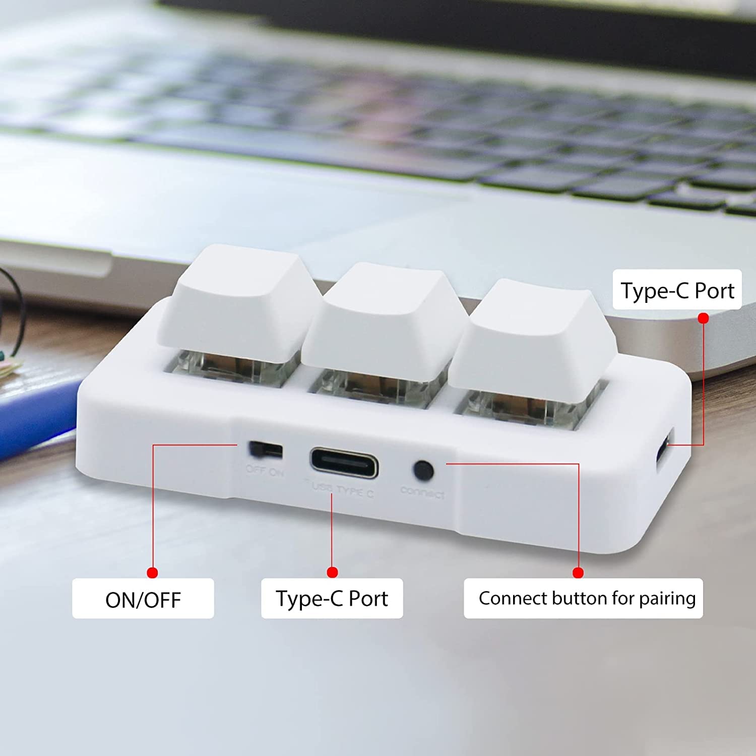 3-Key Mini Keypad Wireless Mechanical Gaming Keyboard Hot Key Customized Program with RGB Led