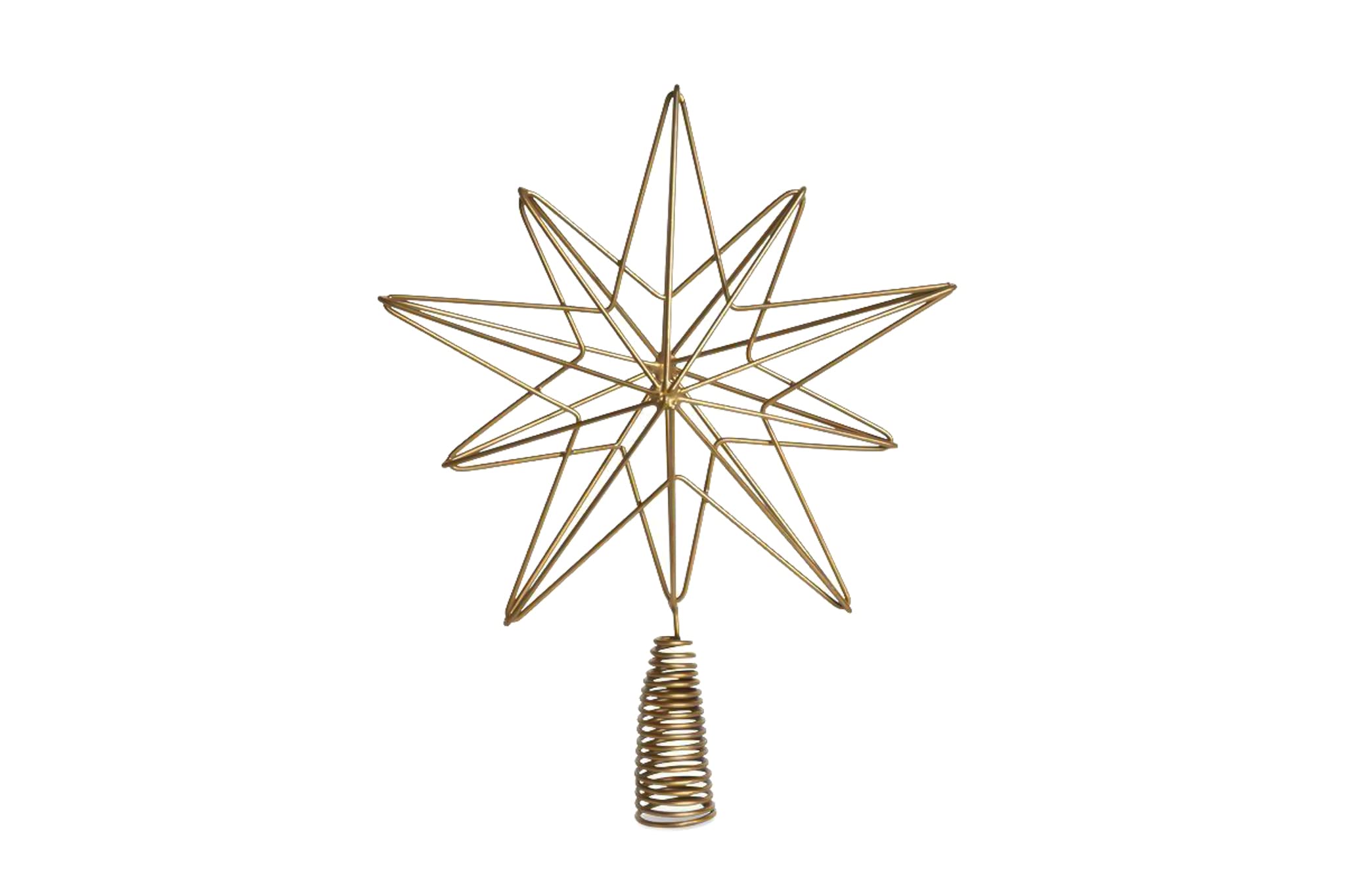 Xmas Star Tree Topper Brass Gold Wire / 16 inch Tree Top Ornament for Christmas Decoration