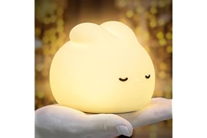 MeXYZ Cute Bunny Night Light, Dimmable Nursery NightLight, Silicone Squishy Rabbit Lamp with Tap Control & Timer for Breastfeeding Decor Gift（White Bunny