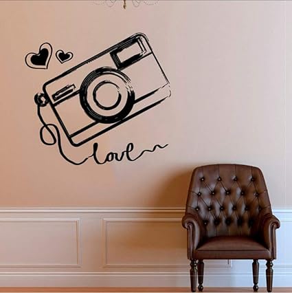 Amour Appareil Photo Numerique P O Studio Stickers Muraux En Vinyle Home Decor Sticker Mural Amovible Autocollant Film Affiche Murale Fenetre 63 57cm Amazon Fr Bricolage