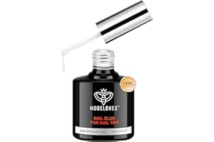 Modelones 10 in One Nail Glue Gel Base Coat Brush On Nail Polish Glue 15ml for Tips, Rhinestones, Blooming Art Gel Kit for Acrylic Tips U V Lamp Needed