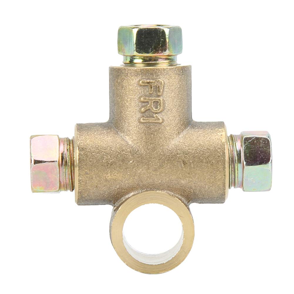 KIMISS Brake Pipe Tee Brass Pipe Fitting Connector 3 Way T-Shape Brake M10 Tee with 3 Male Nuts Short Union M10 3/16in Pipe 10mm T Short Union Metric Short Connector with 3 Male Nuts