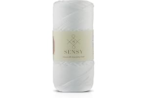 S SENSY Sensy 1.5mm 164 Yards Polyester Rope - 100% Polypropylene Macrame Cord for Crochet Bag and Thread - Gift for Knitter (White)