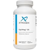 XYMOGEN OptiMag 125, 240 Capsules | Magnesium Glycinate and Malate, Muscle and Nervous System Support, Gentle Daily Magnesium