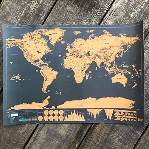 Travel Scratch Off Map World - Track Your Adventures and Life Journey Poster. Scratcher, Gift Tube, and Emoji Stickers Included. Bring Your Travel Story and Where-You-Have-Been to Life.