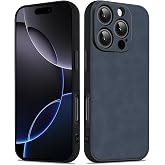 Duxsmei for iPhone 16 Pro Case, TPU and Suede PU Leather Case, Anti-Vibration Anti-Slip Ultralight Luxury Cover for iPhone 16 Pro 6.3" 2024, for Men Women (Blue)