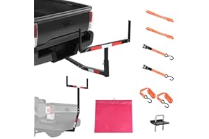 Goplus Pick up Truck Bed Hitch Extender Adjustable Extension Rack w/Flag for Ladder, Rack, Canoe, Kayak, Long Pipes and Lumbe