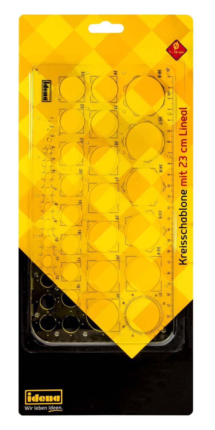Idena 20070 Circle Template with 23 cm Ruler, 1 Piece