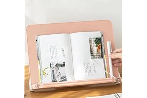 GALEFORM Book Stand for Reading Angle Adjustable Book Holder Tray for School Kids Students Foldable Cookbook Stand Desk Reading Stand with Page Paper Clips for Textbooks Recipe Magazine Laptop Tablet