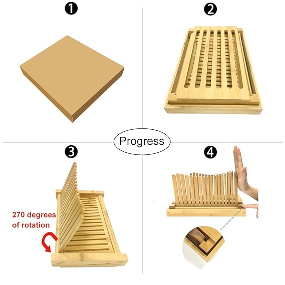 Cortador de pan de bambú, plegable de 3 grosores, cortador de pan ...