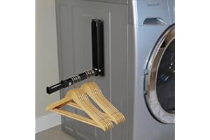 Picowe Magnetic Hanger Organizer Extendable Hanger Storage Rack Foldable Hangers Holder for Dryer Washing Machine Laundry Room Organization (1, Black)