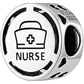 Bolenvi Jobs Career Professions Bead Charm Compatible with Pandora & Similar Bracelets, Necklaces & DIY Jewelry - Authentic 925 Sterling Silver Charm (Nurse)