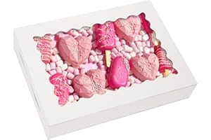TOMNK 30pcs Cookie Boxes, 14x10x2.5 Inch Large Bakery Boxes with Window for Treats, Pies, Chocolate Strawberries Muffins, Donuts, Dessert