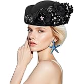 Petaluna Women's Flower Beret Suitable for Church Wearing Elegant Breathable Wedding Party Retro French Headdress