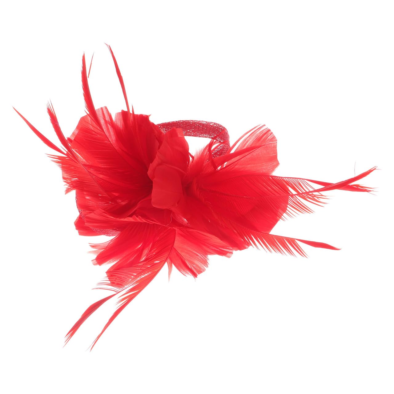 Lurrose Red Fascinator Hair Clip, Elegant Flax Flower Mini Hat, Vintage 1920s Cocktail Tea Party Headpiece for Women, Bridal Wedding Guest Hair Accessories