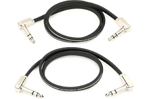 Ernie Ball Flat Ribbon Stereo Patch Cable 2-Pack, 24in Black (P06406)