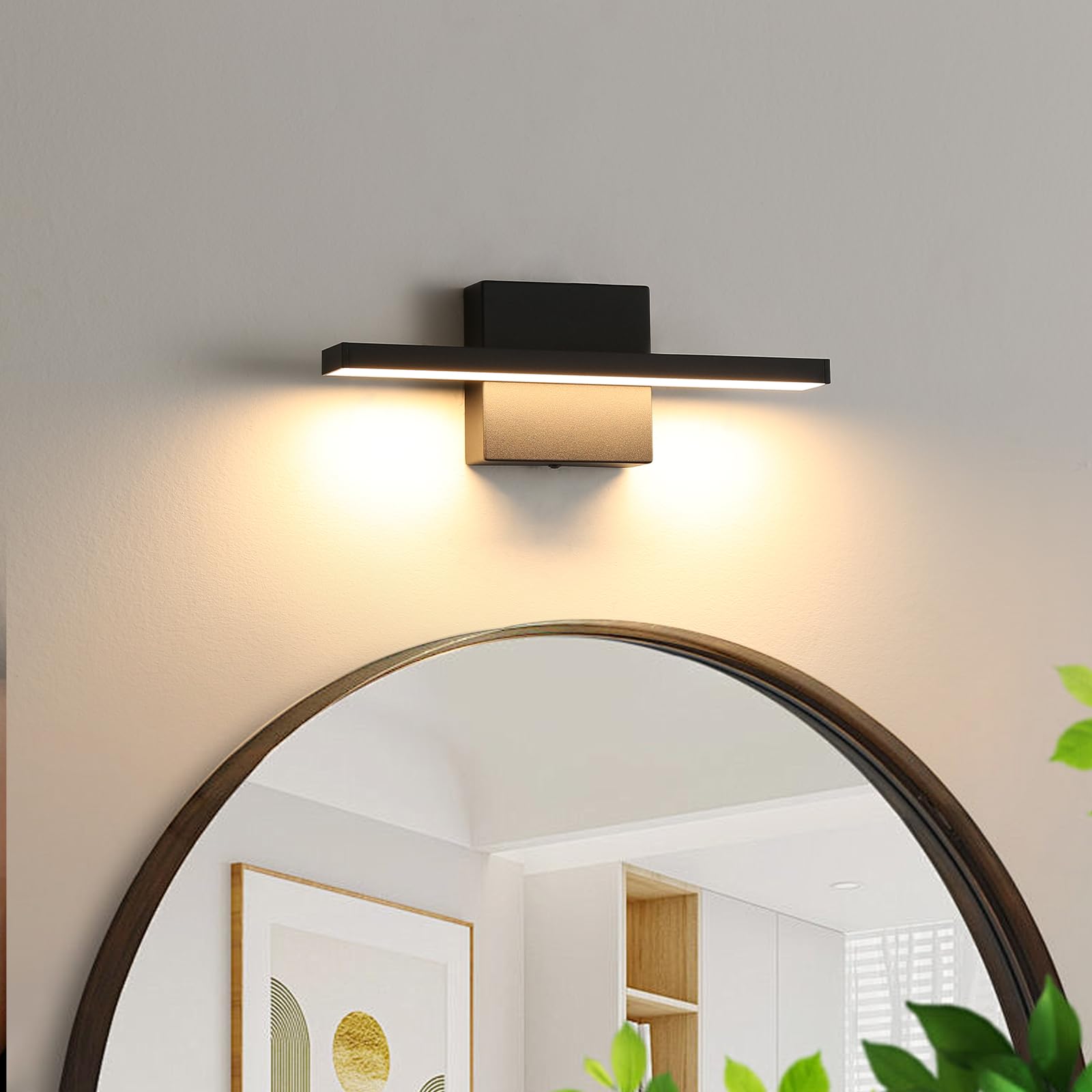 Photo 1 of Lonrukat Bathroom Light Fixtures Over Mirror, 12 Inch Black Bathroom Vanity Light, 11 Watts LED Modern Wall Sconce 3000K Bar Vanity Lights for Bathroo