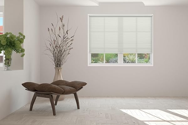 BLINDSAVENUE CELLULAR HONEYCOMB CORDLESS POLYESTER SHADE, 9/16″ SINGLE CELL, LIGHT FILTERING, WHITE, SIZE: 27″ W X 72″ H