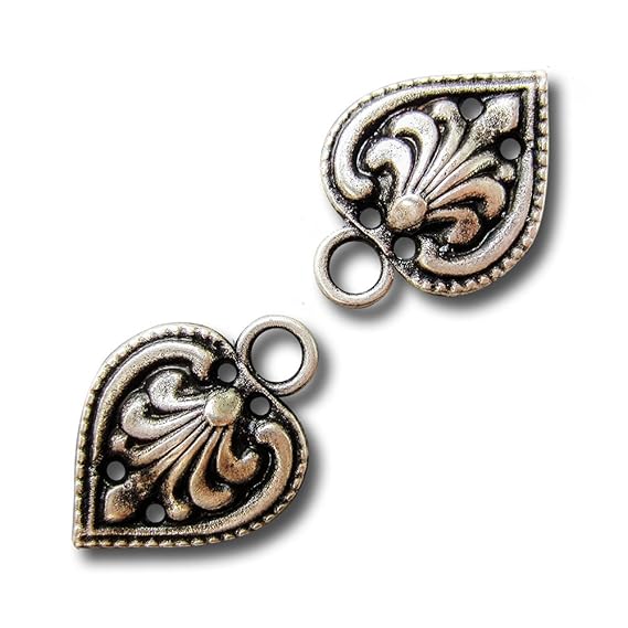 Knopfparadies - 2er Set elegante Miederösen/Miederhaken zum Schnüren/altsilberfarben / Metall/Ø ca. 28 mm