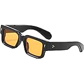 Teumire Thick Square Frame Sunglasses for Women Men Trendy Chunky Rectangle Sun Glasses Black Shades UV400 Protection